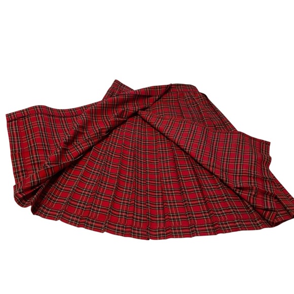 Vintage Principles Red Plaid Pleated Skirt-Vintage size 12-Flap over style. - Picture 4 of 9
